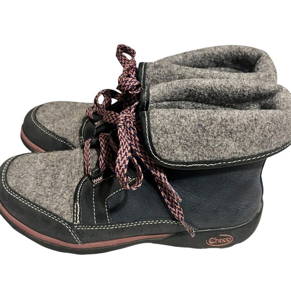 Chaco Womens Lace-Up Wool & Leather Ankle Boots Size 7.5 Gray/Black Durable - Picture 7 of 12